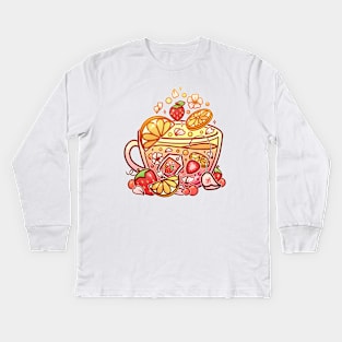 Strawberry Lemonade Teacup Kids Long Sleeve T-Shirt